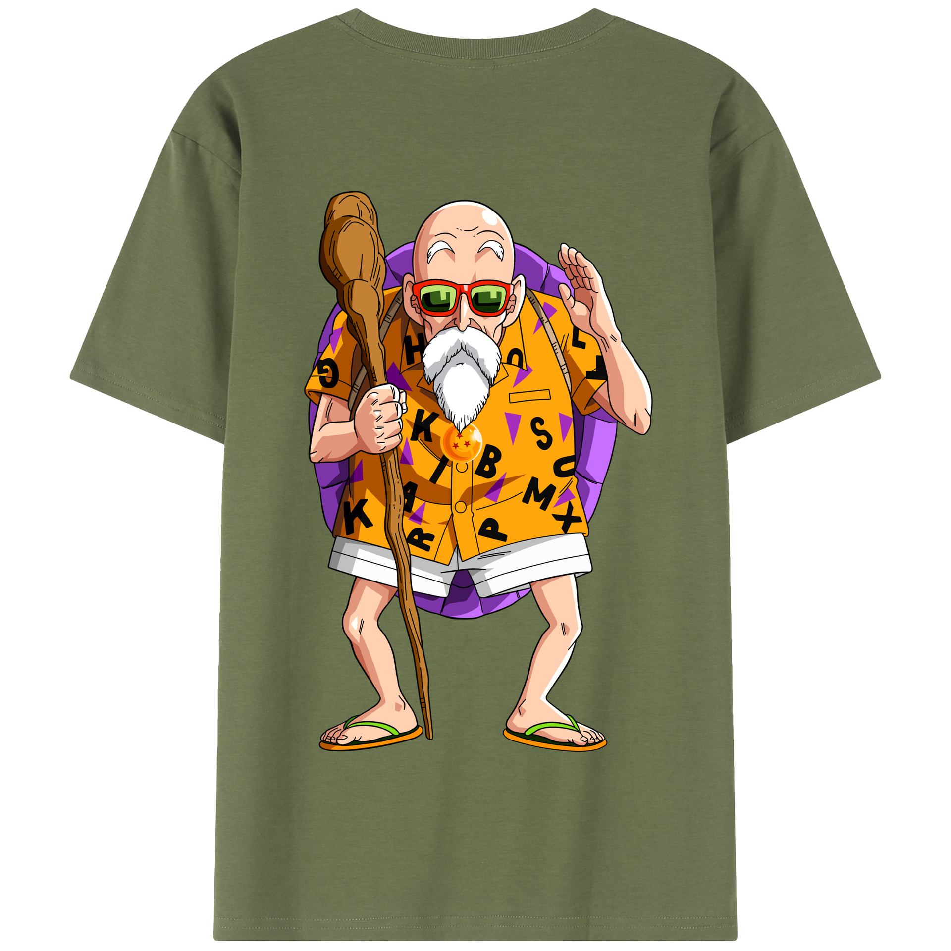 （画像用） ドラゴンボール 亀仙人（かめせんにん） DRAGON BALL Master Roshi Kame Sennin 綿100％半袖Tシャツ（背面プリント）